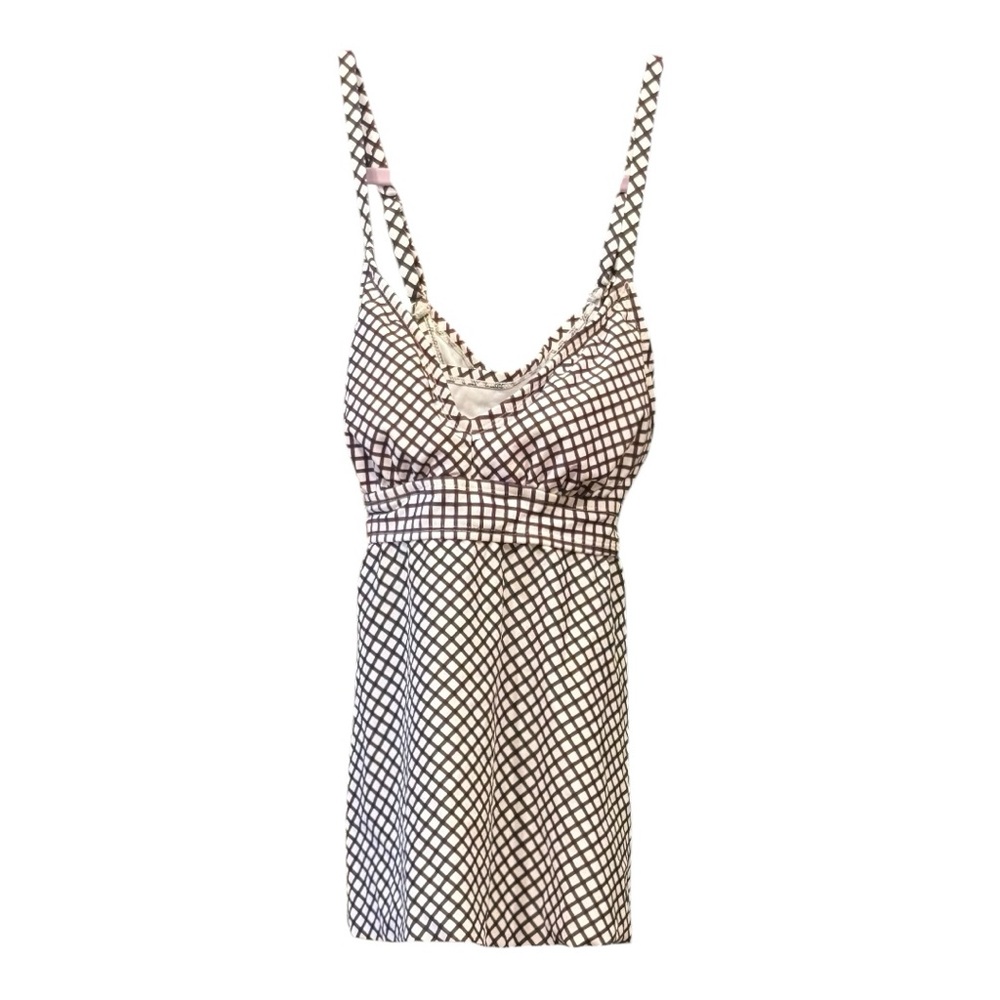 Kona Sol Burgundy White Checkered Swim Dress Medium KK